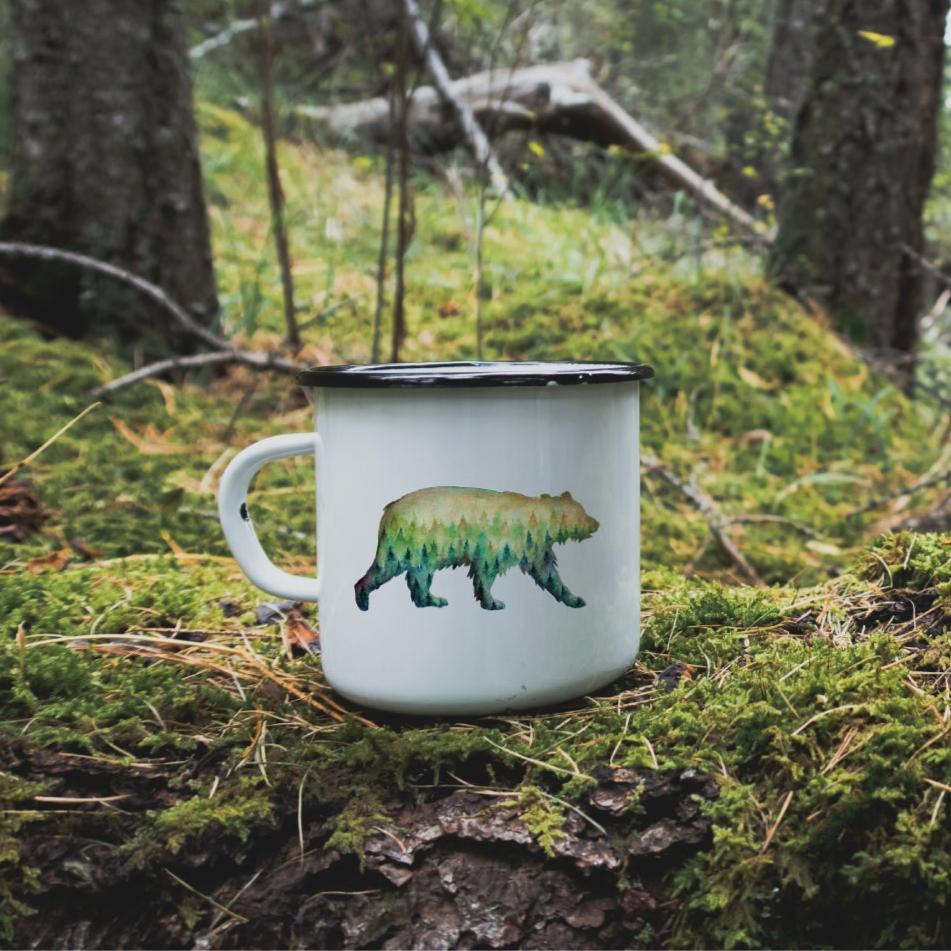 BLACK FOREST BEAR - EMAILLE TASSE