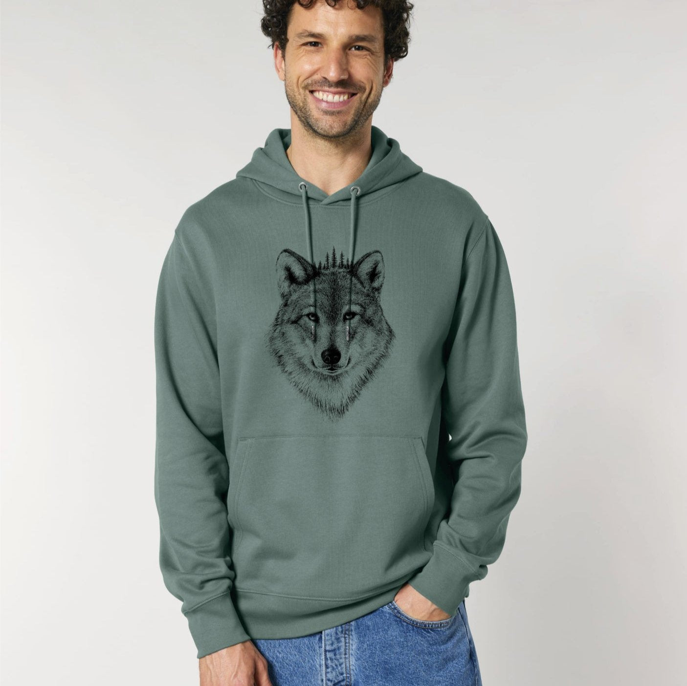 BLACK FOREST WOLF -  UNISEX BIO HOODY