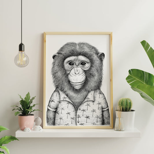 HAWAIIAN MONKEY - ART PRINT